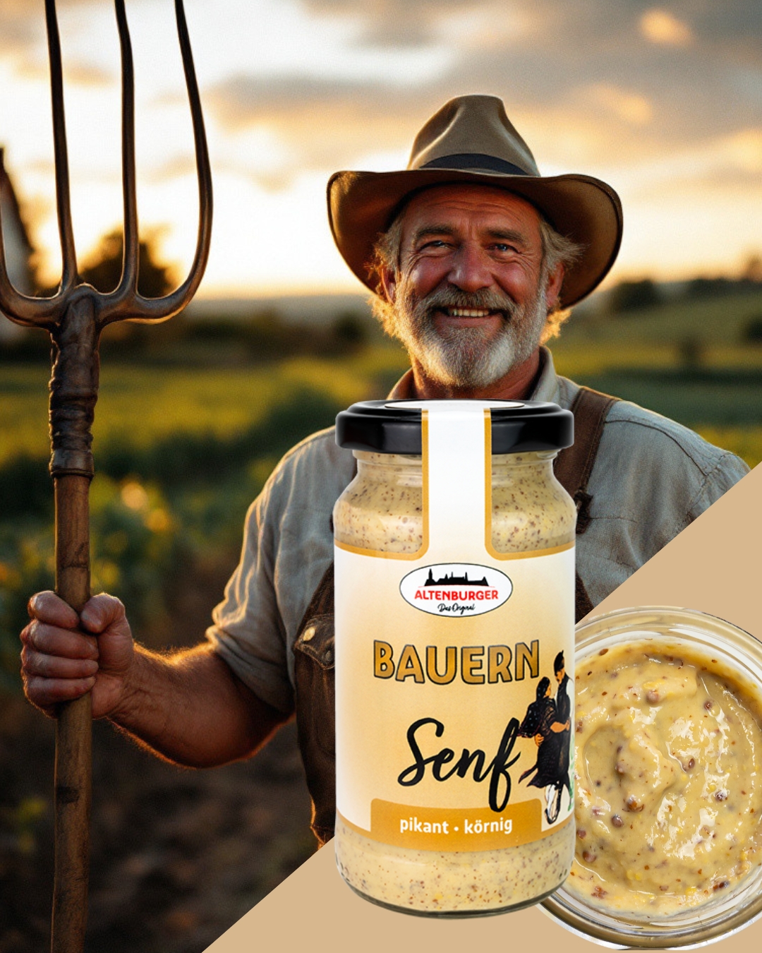bauernsenf mit bauer bauernsenf mit bauer