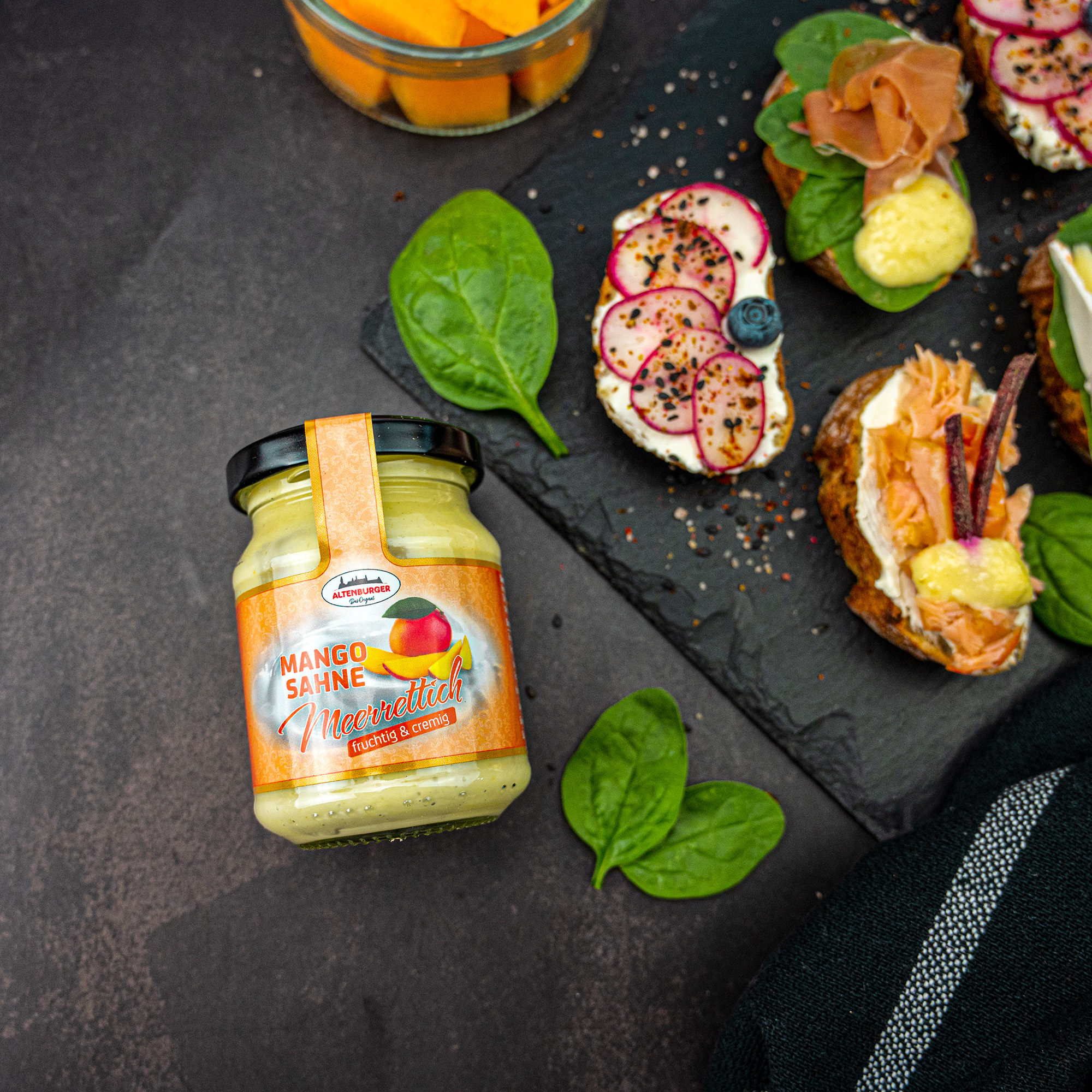 Sahne Meerrettich mit fruchtiger Mango