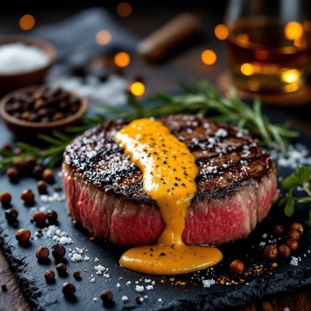 deko fleisch mit pfeffer sauce Deko: Fleisch mit Senf-Pfeffersauce