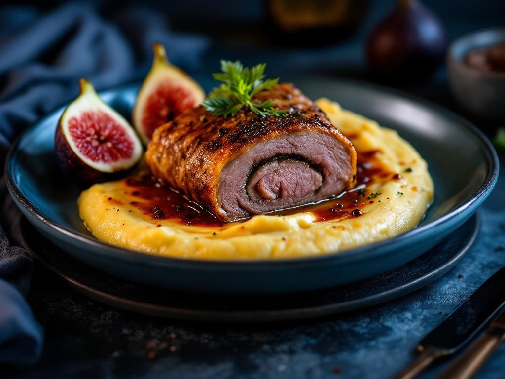 rolladen mit polenta und feigen