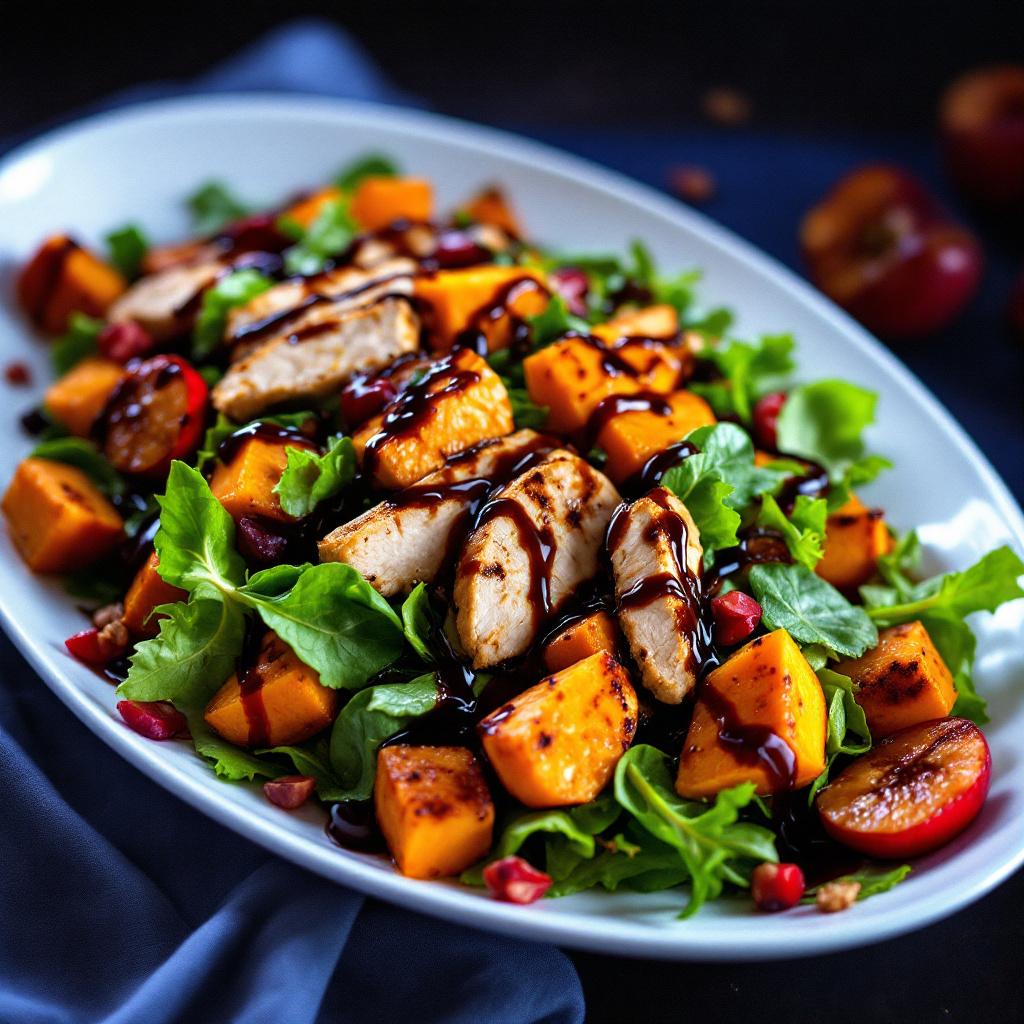 suesskartoffel chicken salat mit himbeere dressing