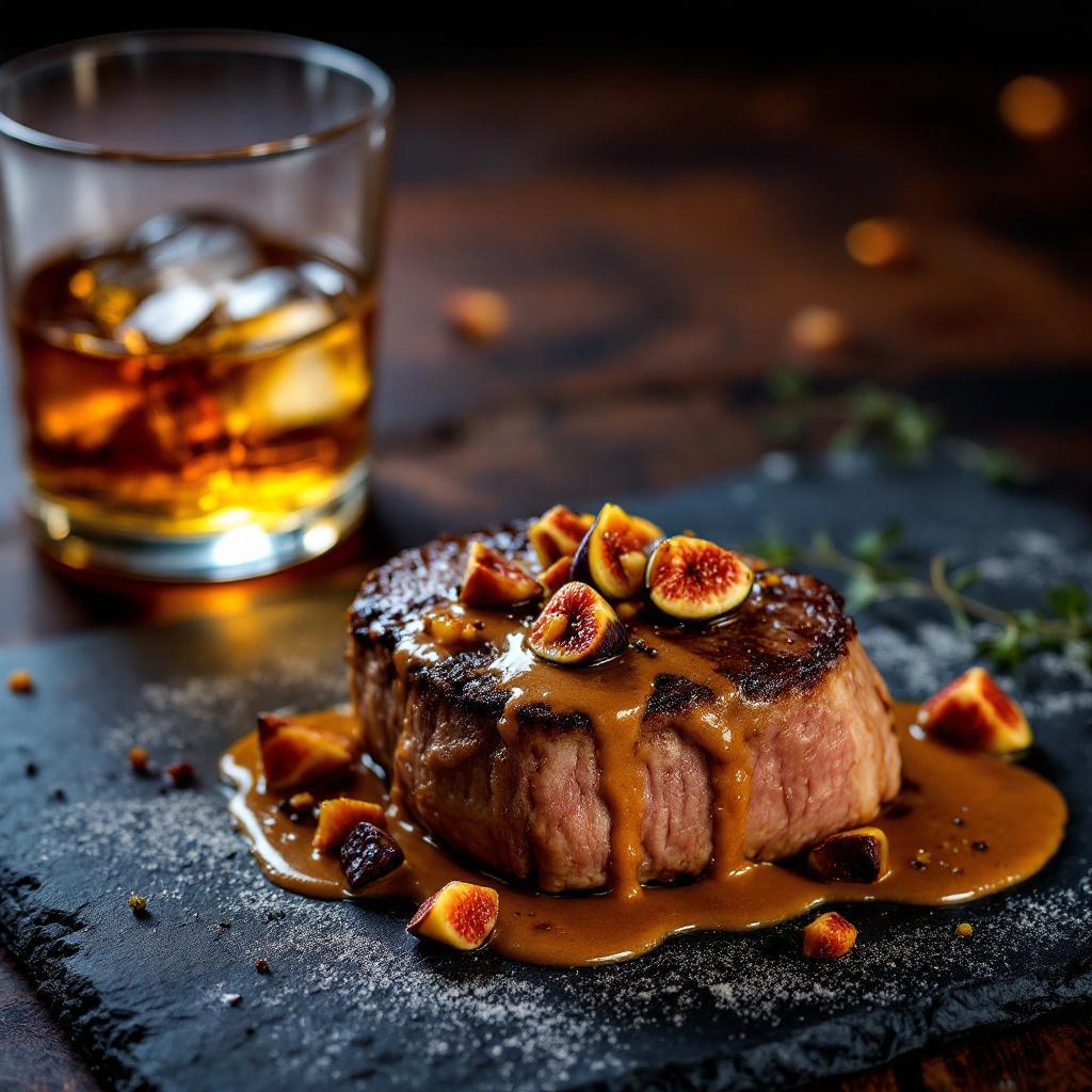 steak mit feigensenf und whisky