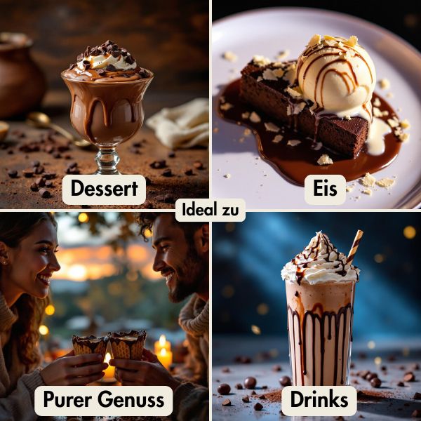 deko schoko eierlikör für desserts, eis, purer genuss und drinks deko verwendung schoko eierlikör