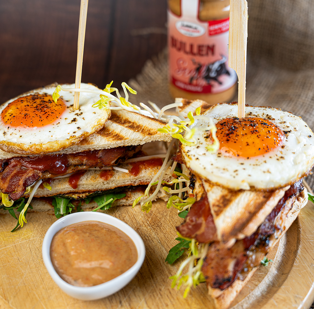 bullen senf mit sandwich