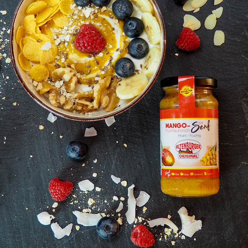 Fruchtiger Mango Senf für Bowls, Quarkspeisen und Desserts