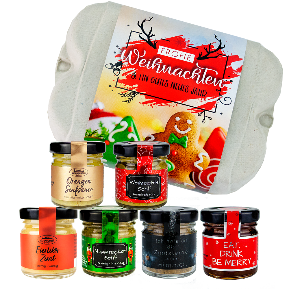 Frohe Weihnachten Set mit sechs Mini Gläser