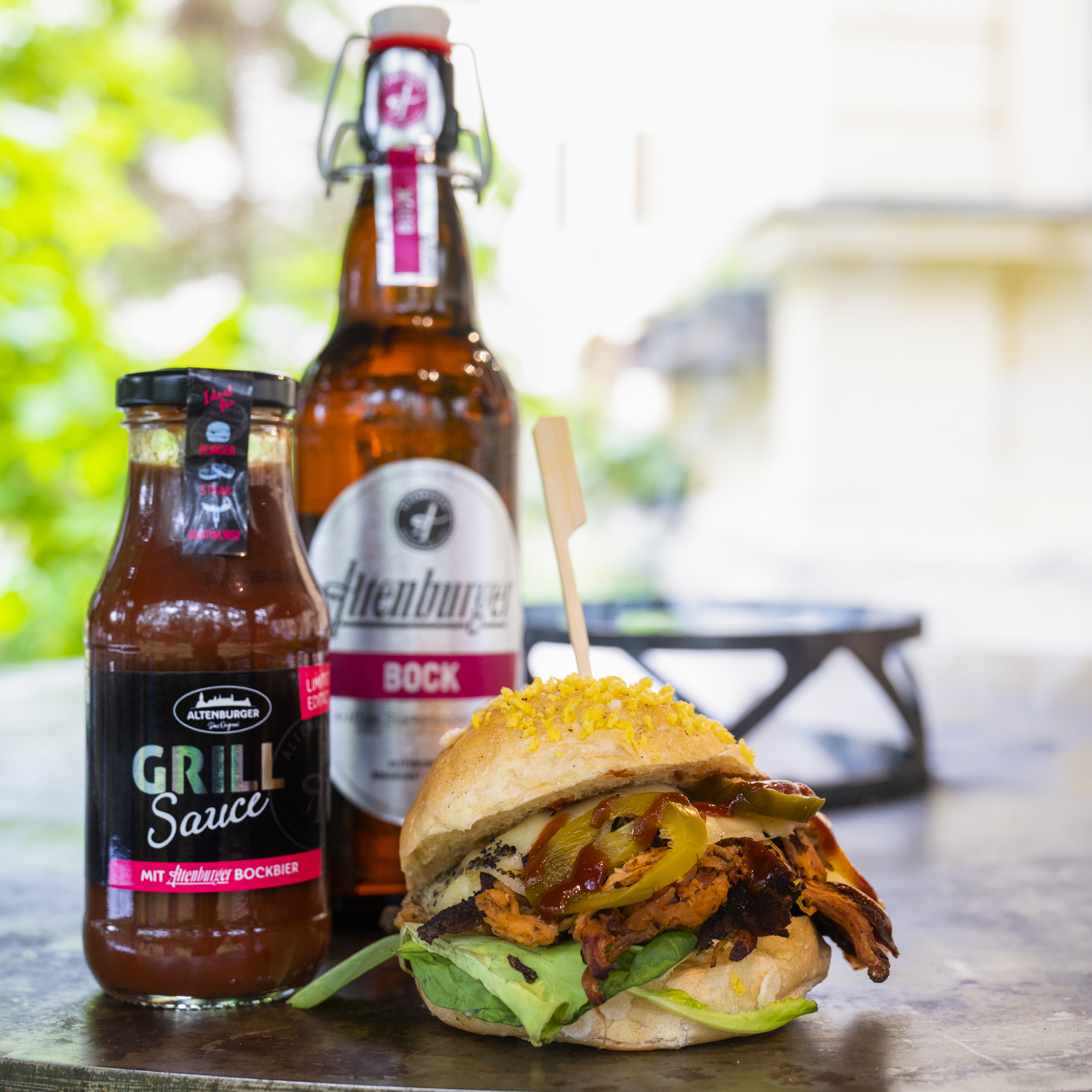 Bockbier-Grillsauce-Burger Grillsauce mit Altenburger Bockbier