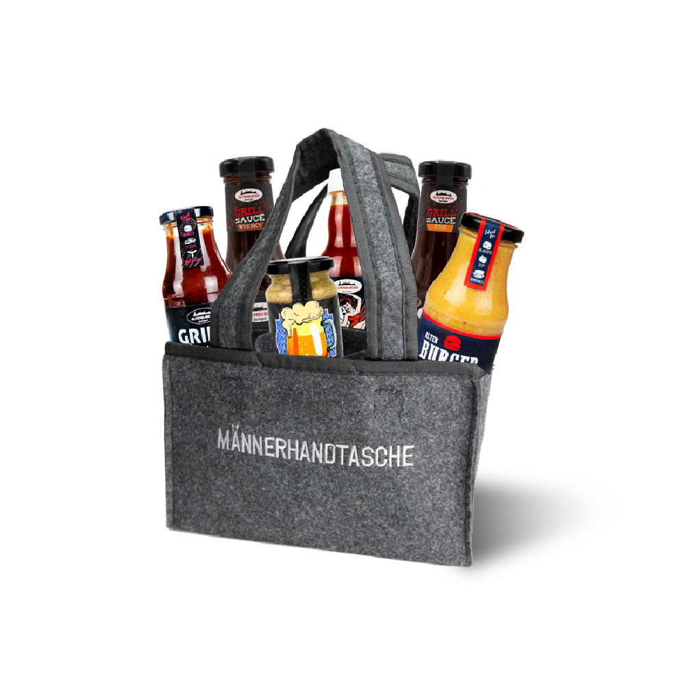 Maennerhandtasche mit 6 Produkten Maennerhandtasche mit 6 Produkten