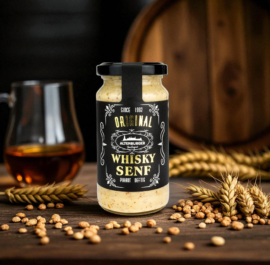 whisky senf für whisky fass, getreide und whisky glas