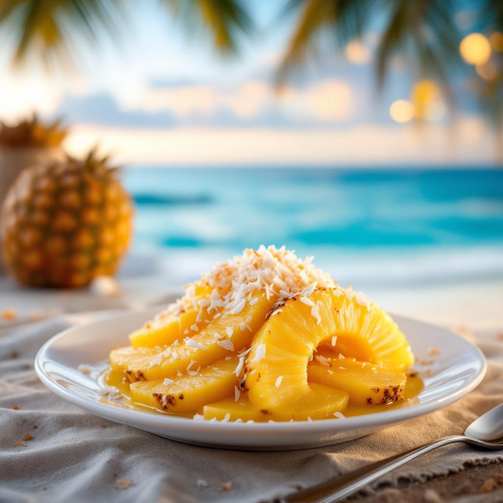 Ananas mit Eierlikör und Kokosflocken