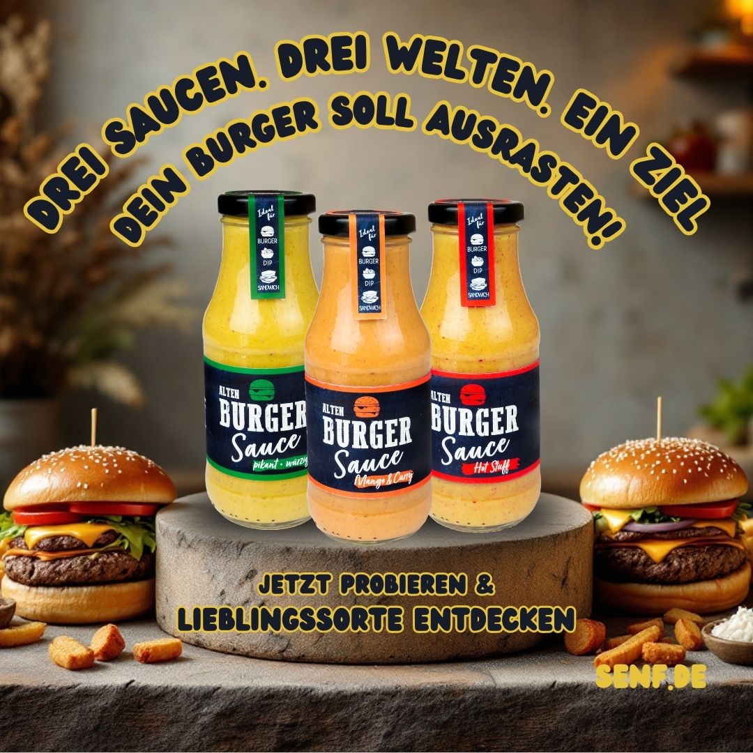 Drei Sorten Burger Sauce Altenburger Senf Burger Saucen Altenburger Senf