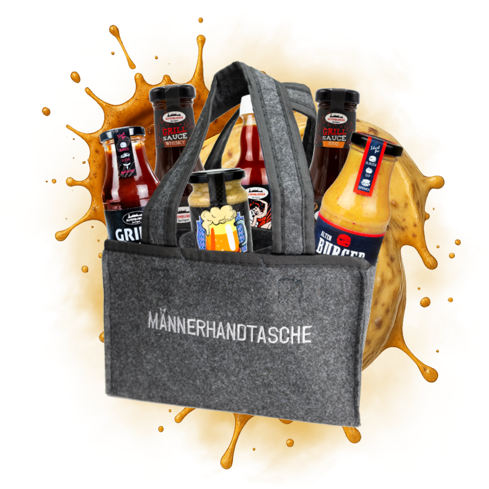 deko männerhandtasche mit saucen und senf deko männerhandtasche
