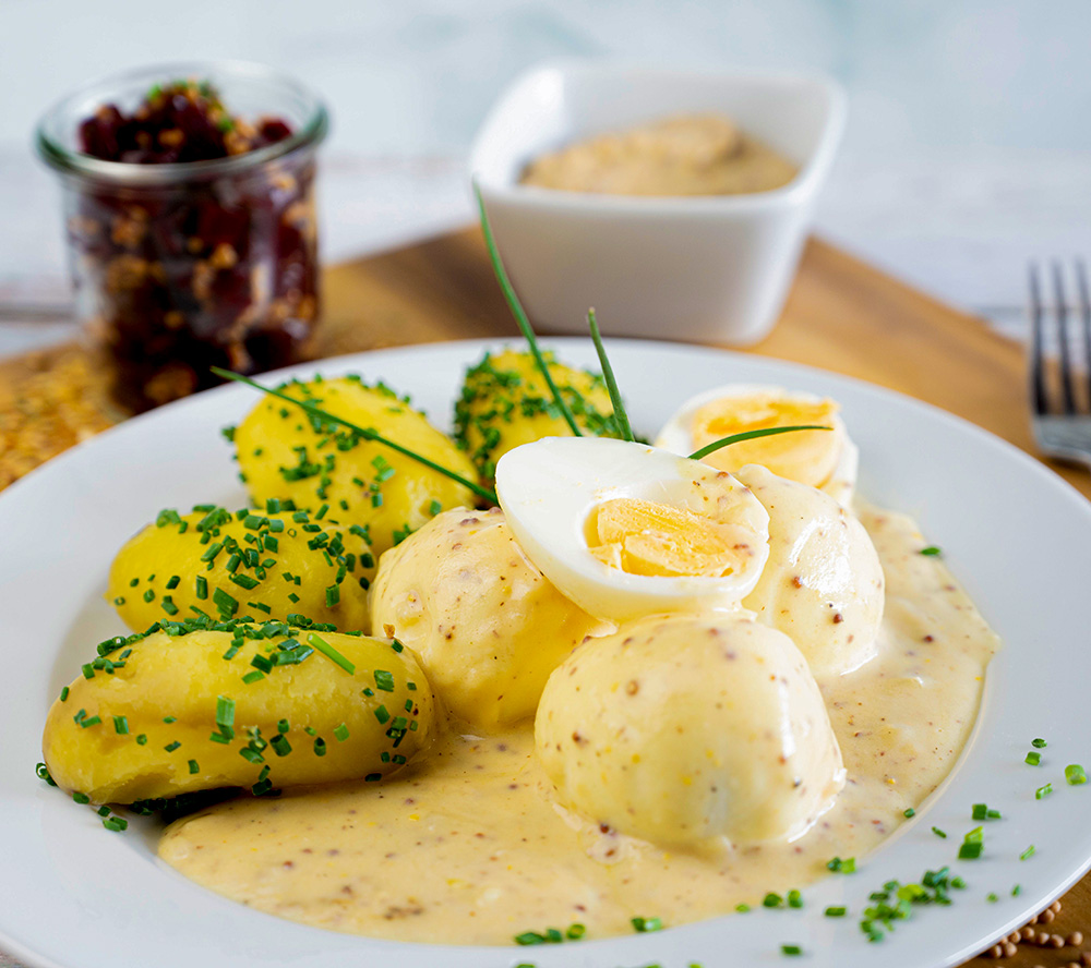 senfeier mit kartoffeln senfeier mit kartoffeln