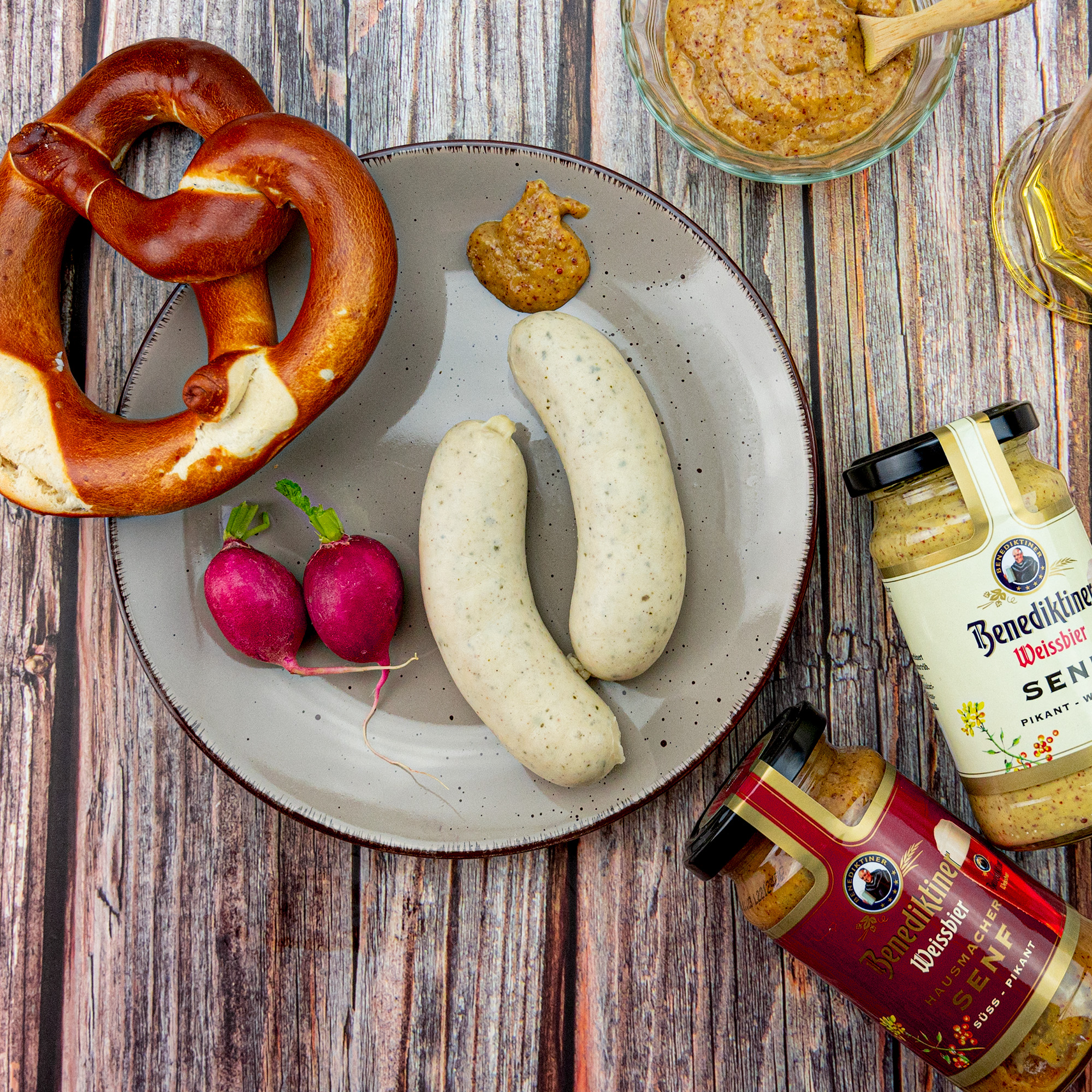 Bier Senf von Altenburger Senf mit Benediktiner Weißbier hell und dunkel