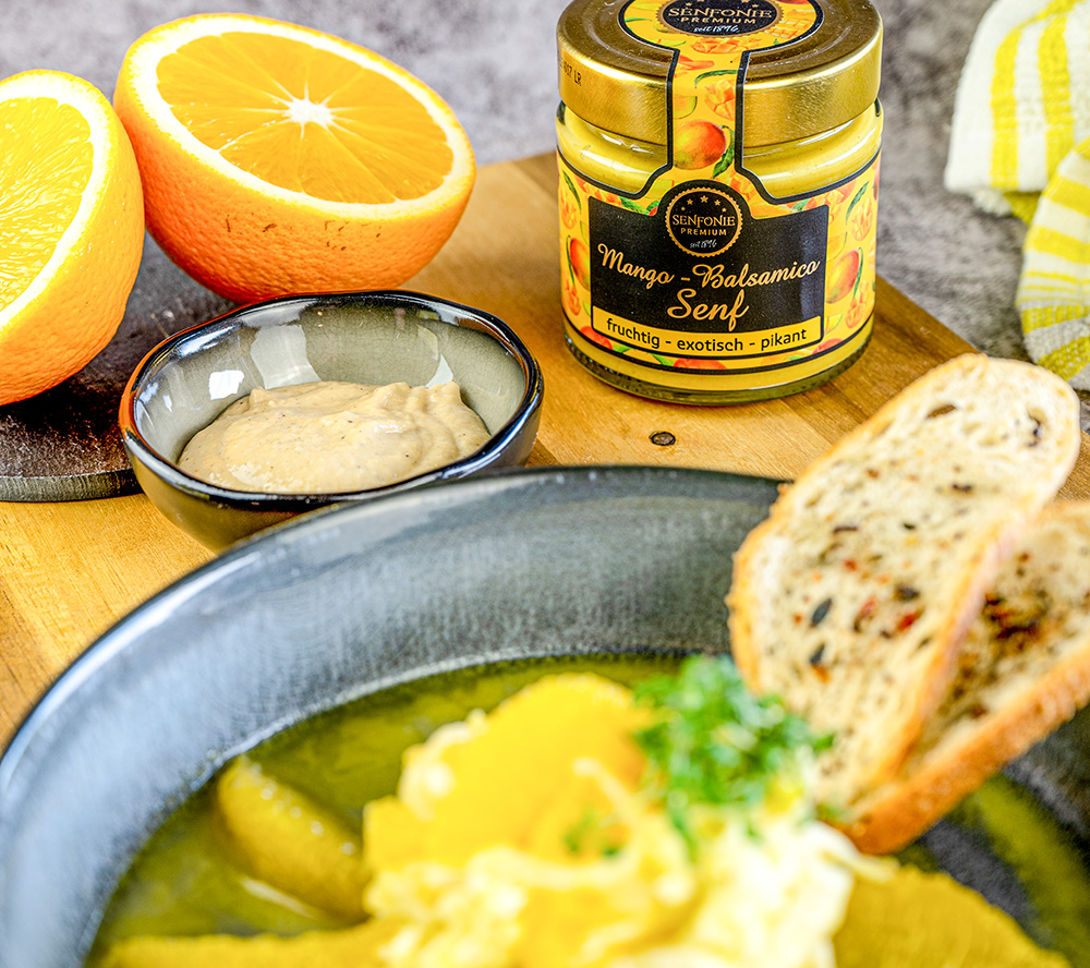 Mango Balsamcio Senf mit Orangensalat Mango Balsamico Senf mit Orangensalat