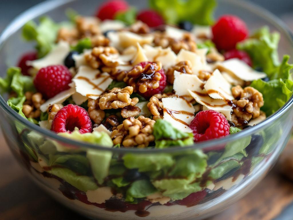 salat mit walnüssen und crema himbeere
