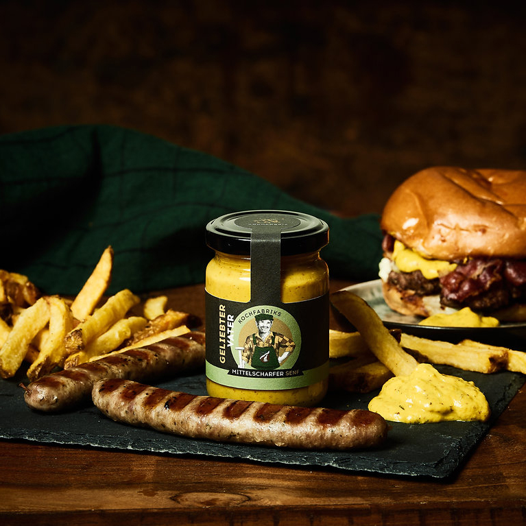Mittelscharfer-Senf-fur-Burger-Wurst-zum-Dippen-GeliebterVater Geliebter Vater - Mittelscharfer Senf für Burger, Pommes, Hotdogs und zum Dippen