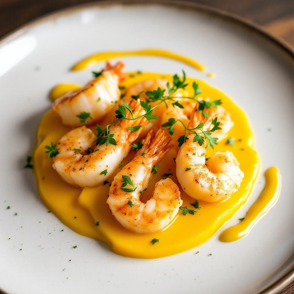 shrimps mit mango balsamico senf