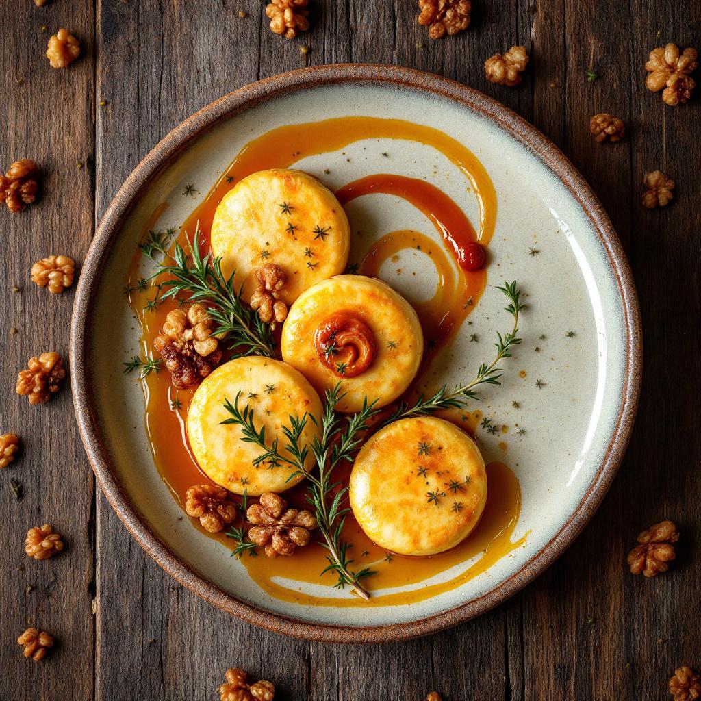 kartoffelklösschen mit sauce, walnüssen und rosmarin
