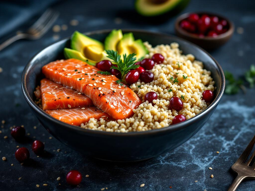 bowl mit lachs und avocado