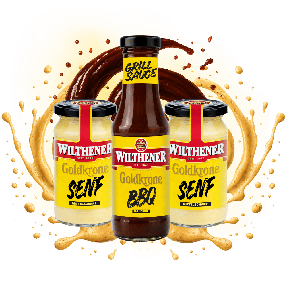 Display Wilthener Goldkrone Senf & BBQ Sauce