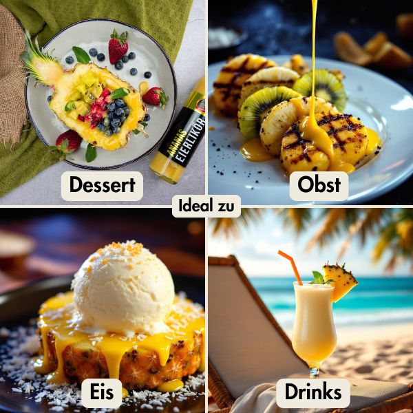 deko ananas eierlikör für dessert, obst, eis und drinks deko mann am grill