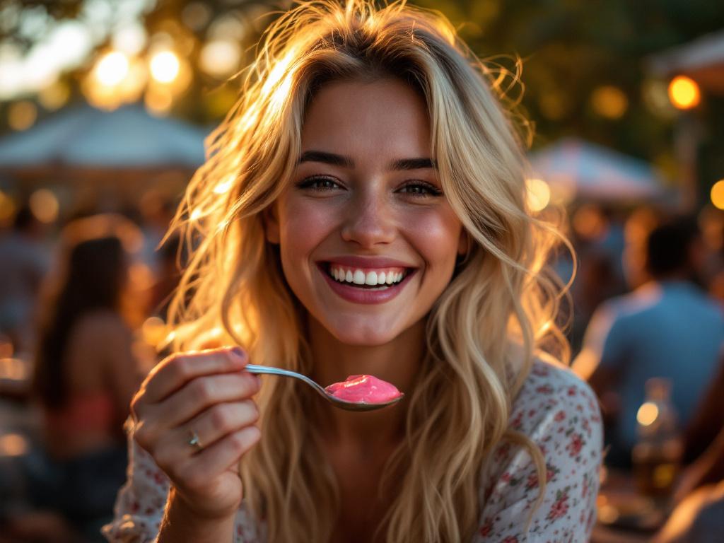 pinker senf mit blonder frau