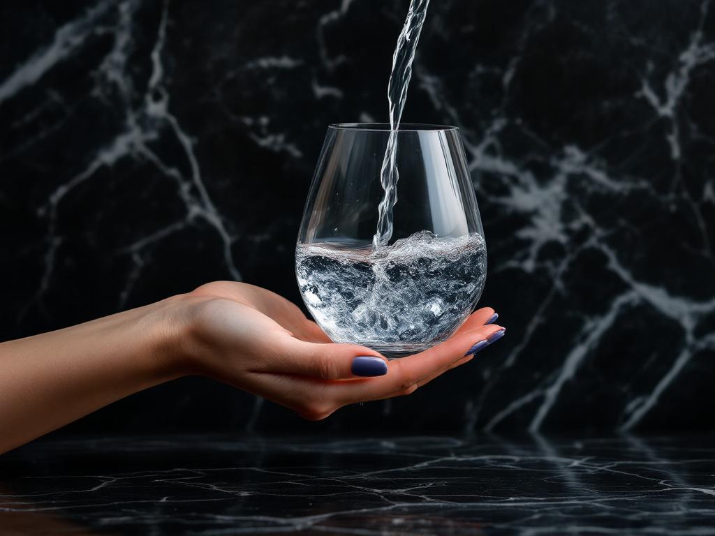 Deko Wasser fließt in Glas Deko Wasser fließt in Glas