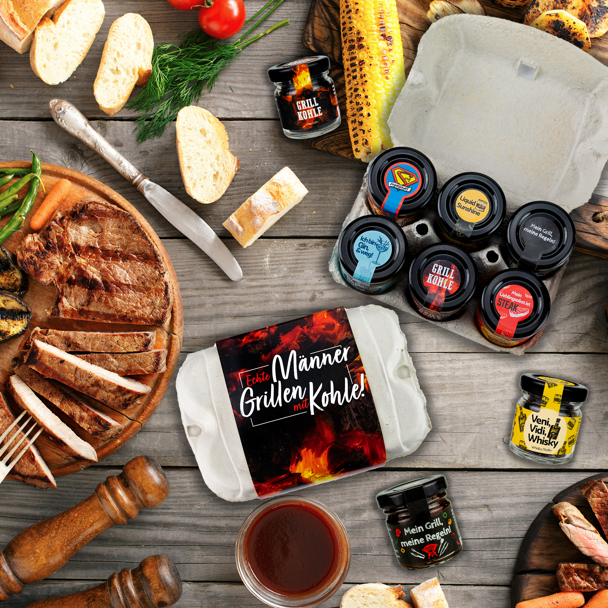 Echte-Manner-grillen-mit-Kohle Geschenke für Griller!