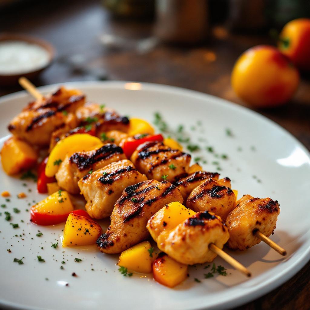 hähnchenspiesse mit mango senfsoße mariniert