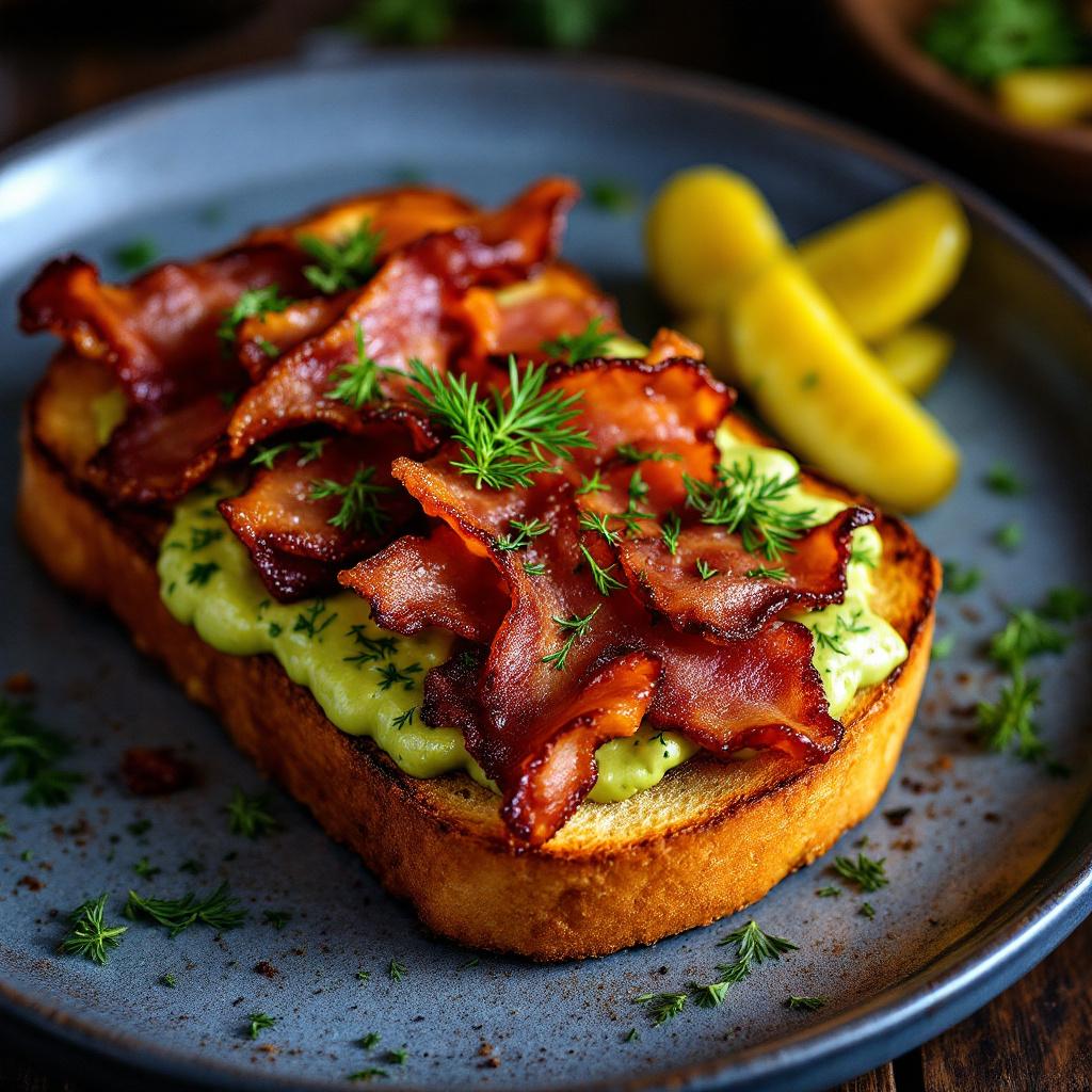 brot mit avocado, bacon