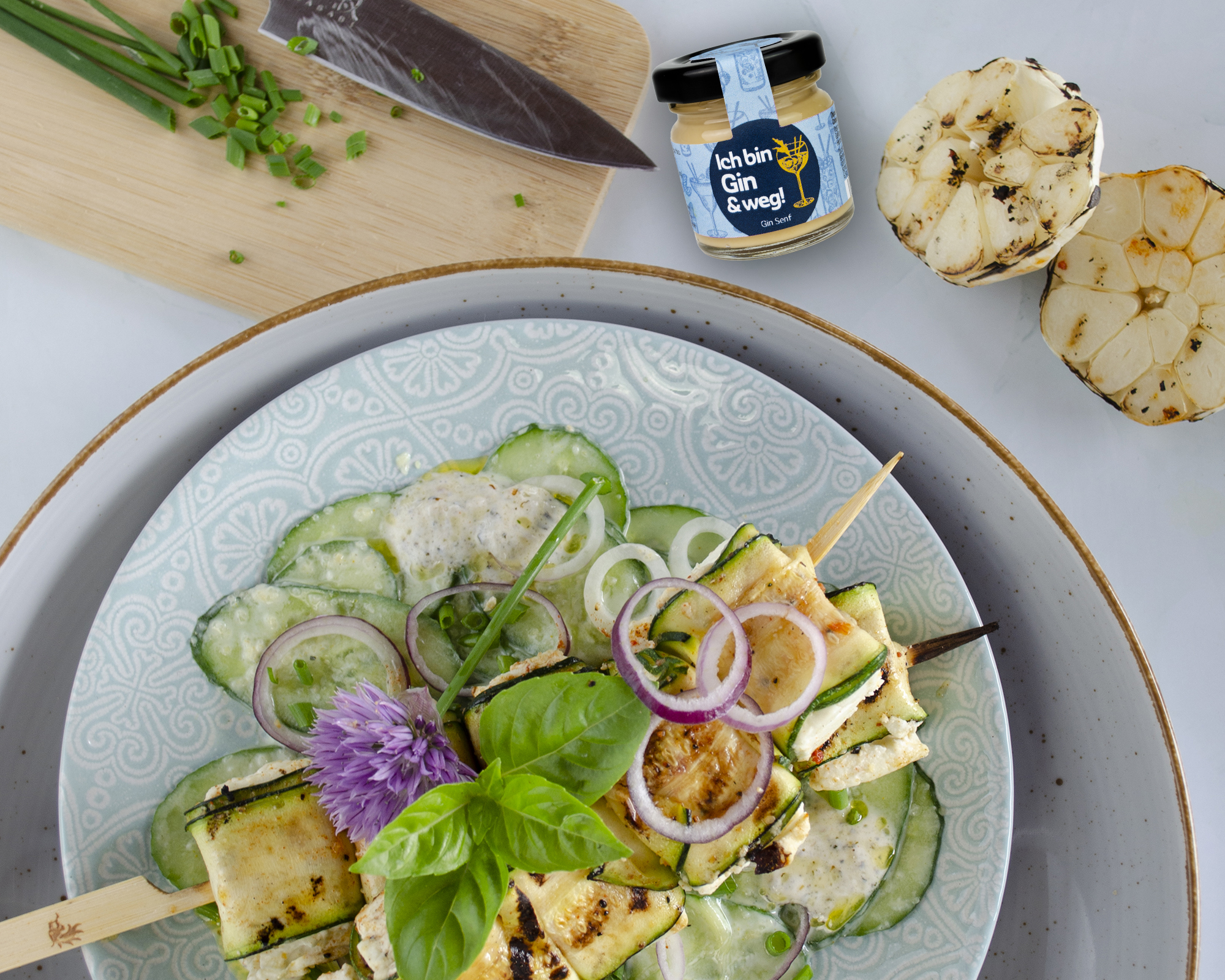 Gin Senf schmeckt zu Gemüse, Gegrilltem, Käse und als Dip