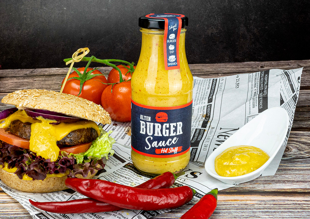 scharfer burgersauce mit saftigem burger scharfe burgersauce mit saftigem burger