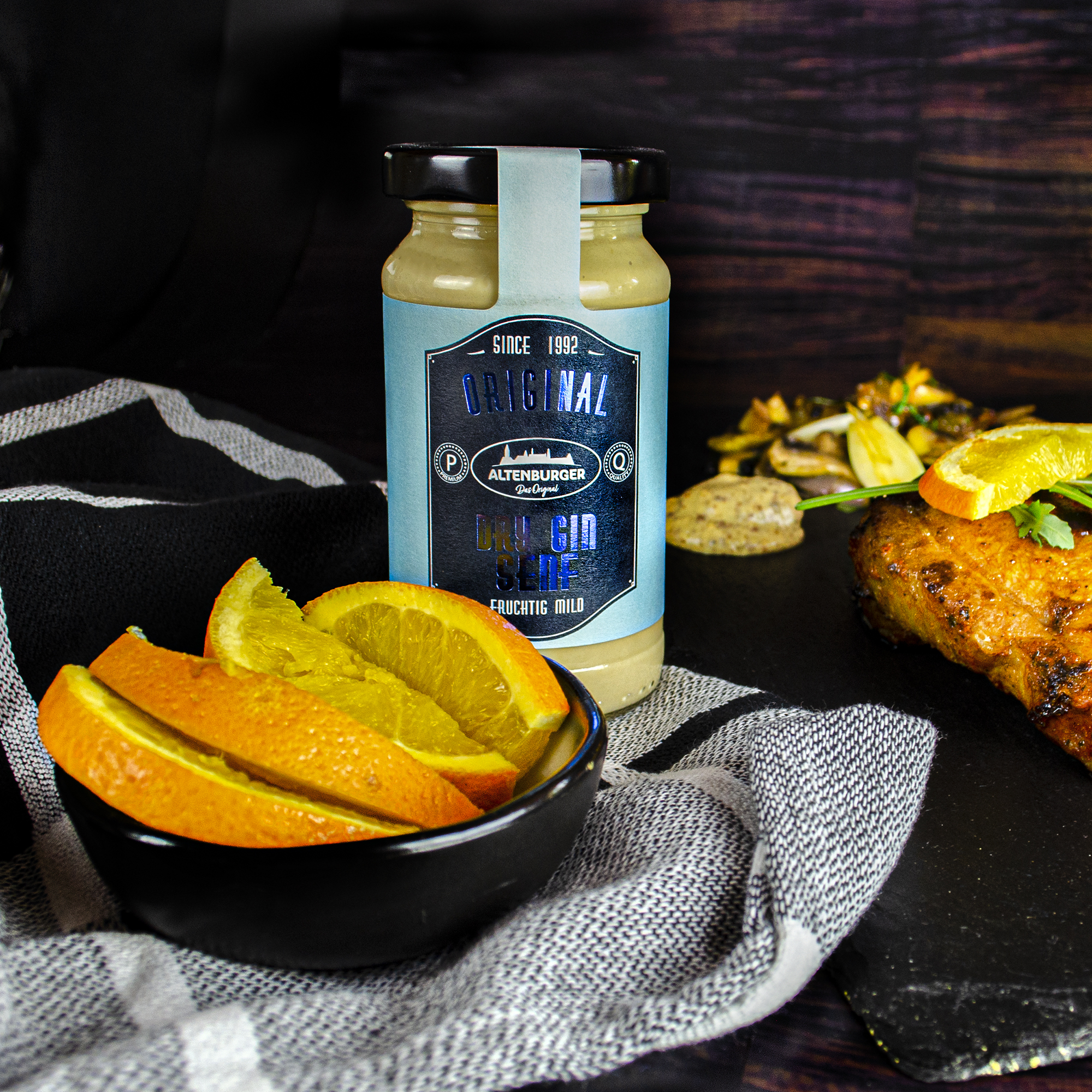 Dry Gin Senf - Mittelscharfer Senf mit Orange und Gin Senf