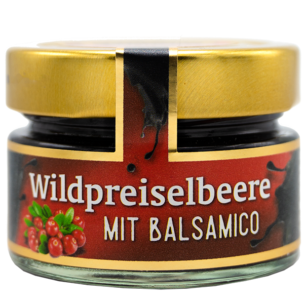 Wildpreiselbeer mit Balsamico zu Camembert, Süßspeisen und Burger
