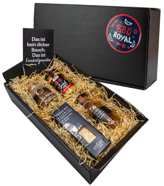Geschenkset "Smoke Box" mit schwarzer Geschenkbox "BBQ Royal"