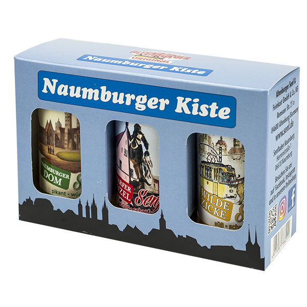 Naumburger Kiste gefüllt mit drei leckeren Soezialitäten aus Naumburg